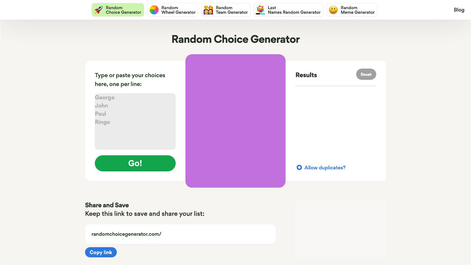 Random Choice Generator teaser