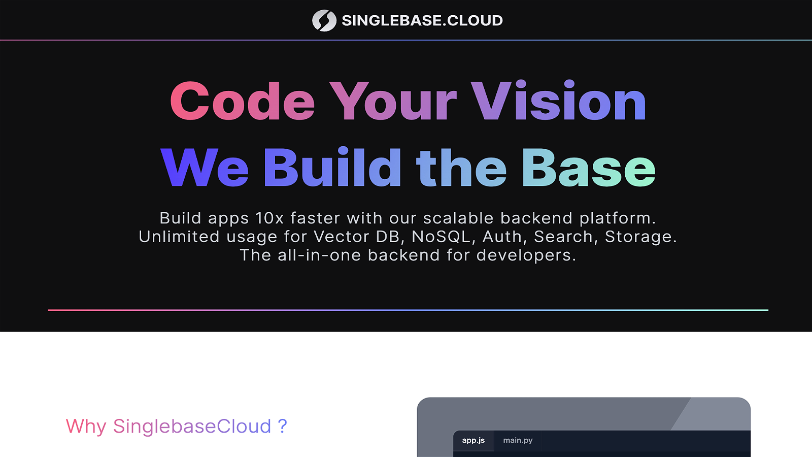 Singlebase.cloud teaser